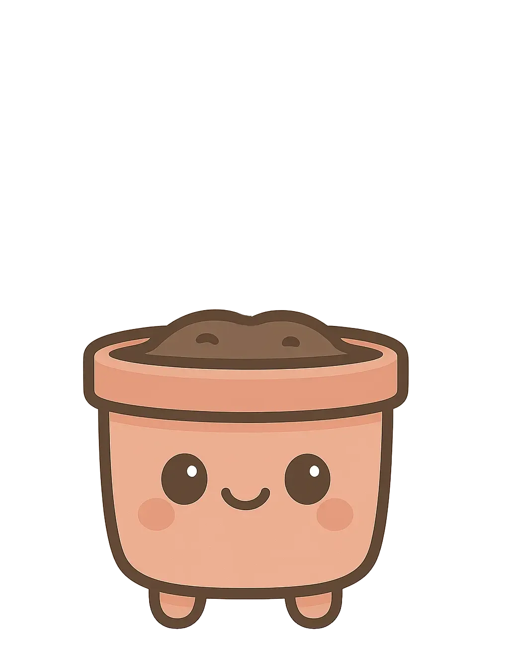 Planty at one day, a smiling pot of soil